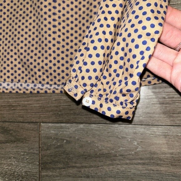 NWT Miss L Ray London Polka Dot Tan Beige Collarless Blouse - Picture 4 of 6